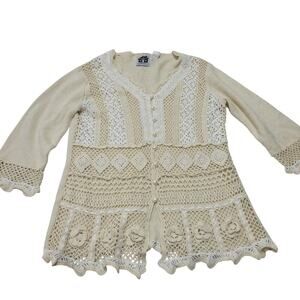 Vintage Storybook Knits crochet overlay sweater doiley boho layering festival